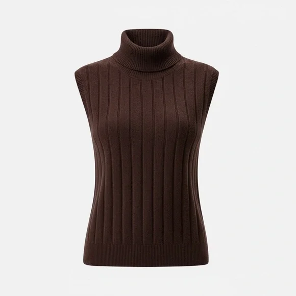 LILYSILK Turtleneck Sleeveless Cashmere Vest, Fruitwood, Small - Picture 5 of 10